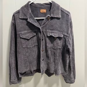 Pol corduroy distressed jacket purple/grey color!